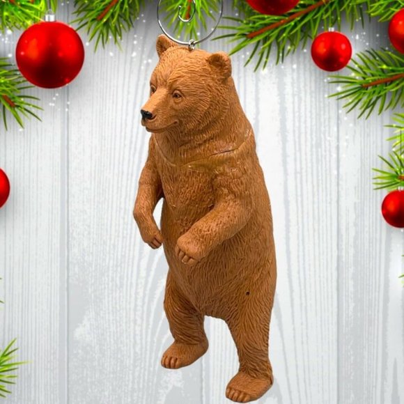 Beautifully Detailed Standing Brown Bear 5.5" Custom Christmas Tree Ornament - Picture 3 of 3